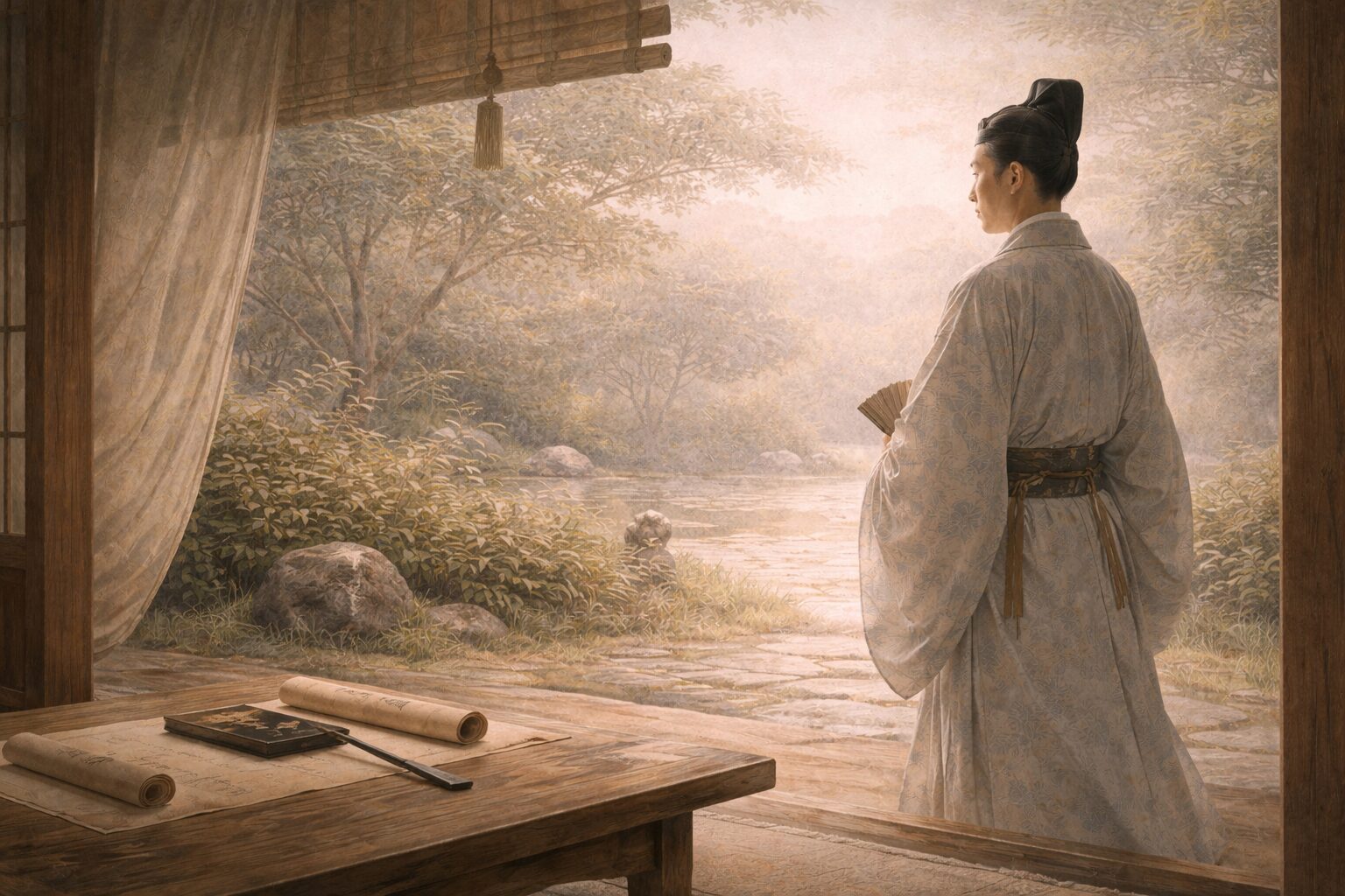 紀貫之の生涯として宮廷文化の中で和歌の才能を発揮する場面