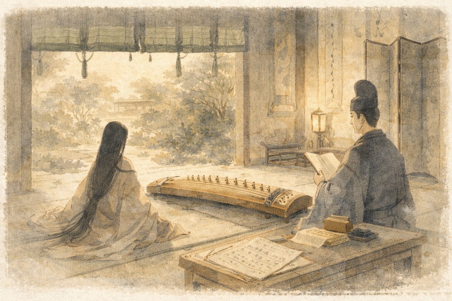 宇津保物語 琴の才能と宮廷社会の広がりが重なる特徴を表した場面