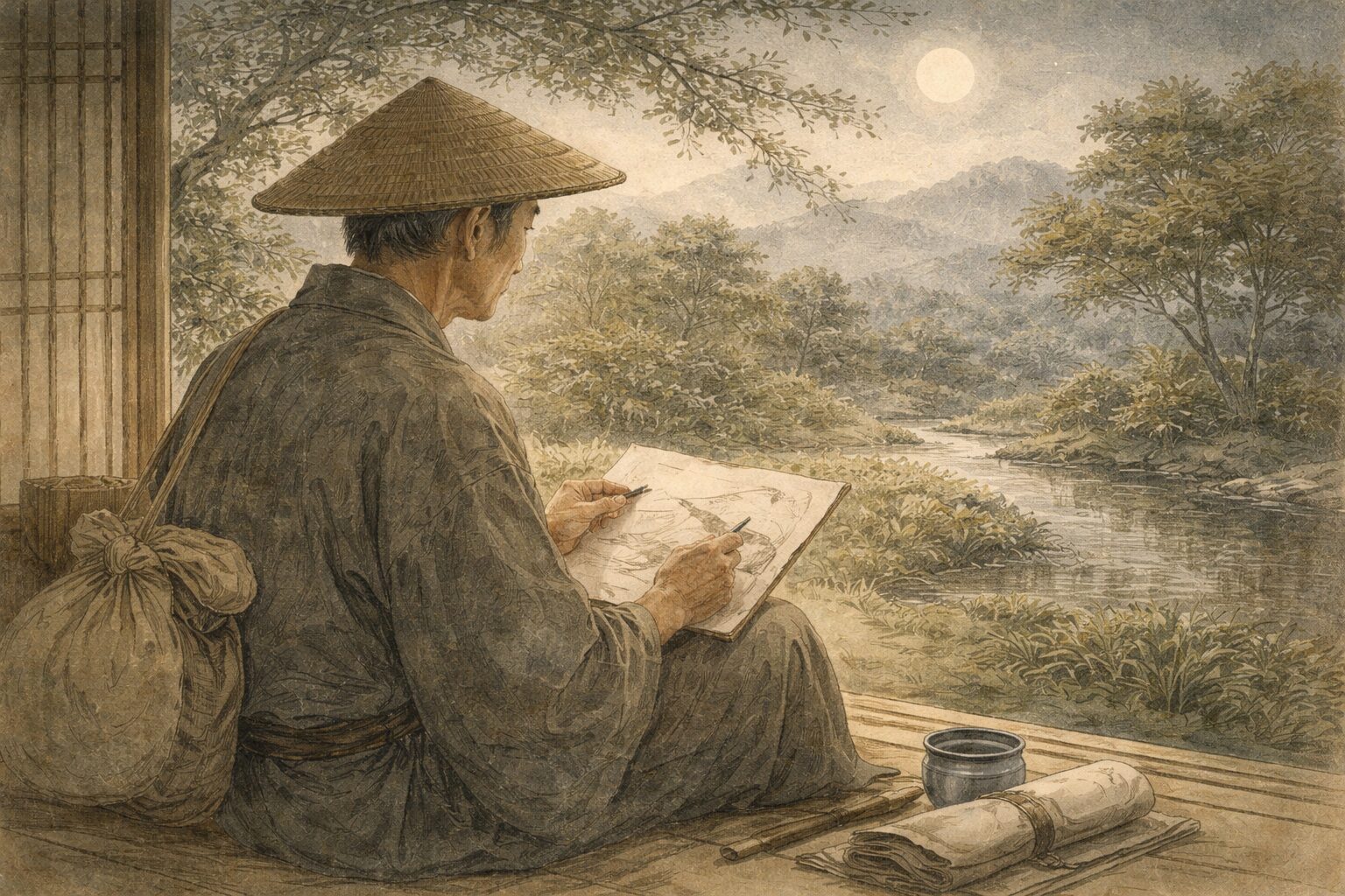 与謝蕪村の人物像と絵画的な視線を表した一場面