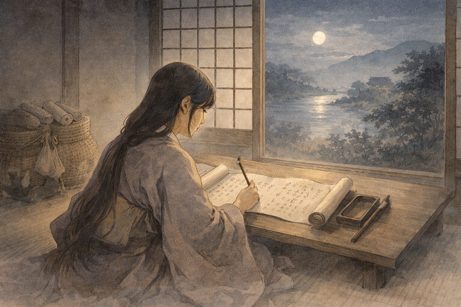 十六夜日記の特徴である旅情の美しさと訴訟の切実さが重なる場面