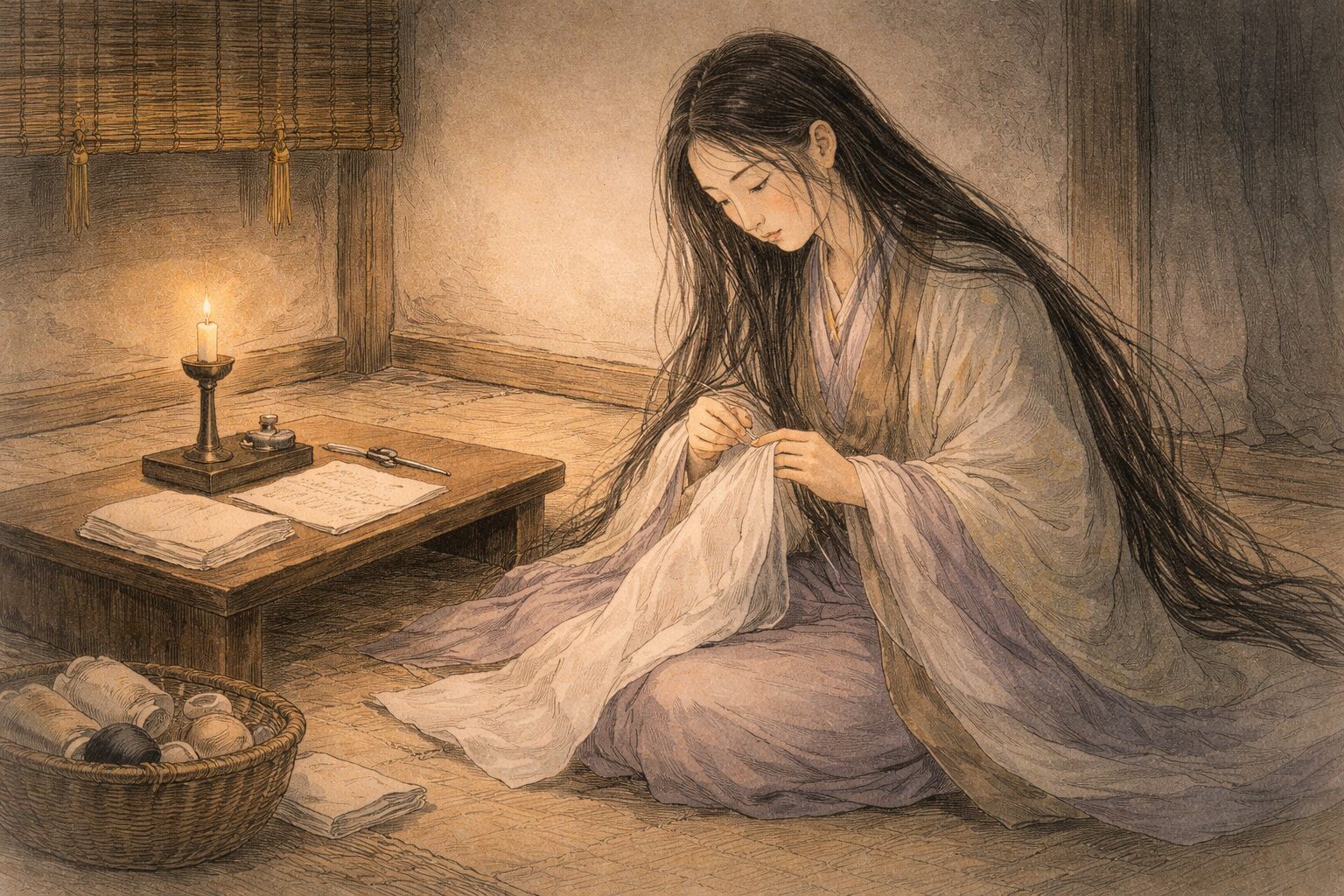 落窪物語で姫君が落窪に住まわされる場面のイメージ