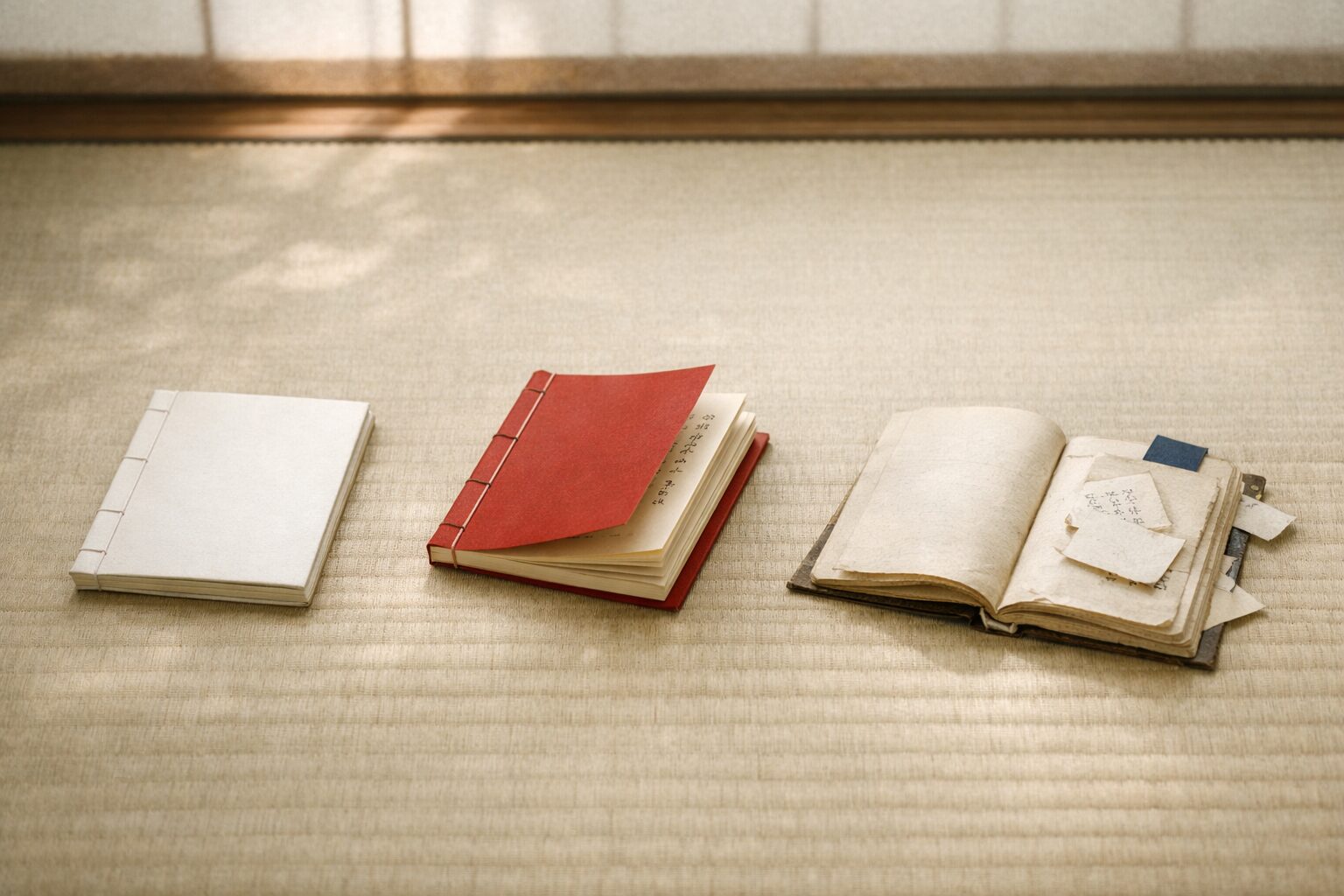 白冊子・赤冊子・忘水がそれぞれ異なる役割を持ちながら一つの思想を形づくる様子を表した一場面