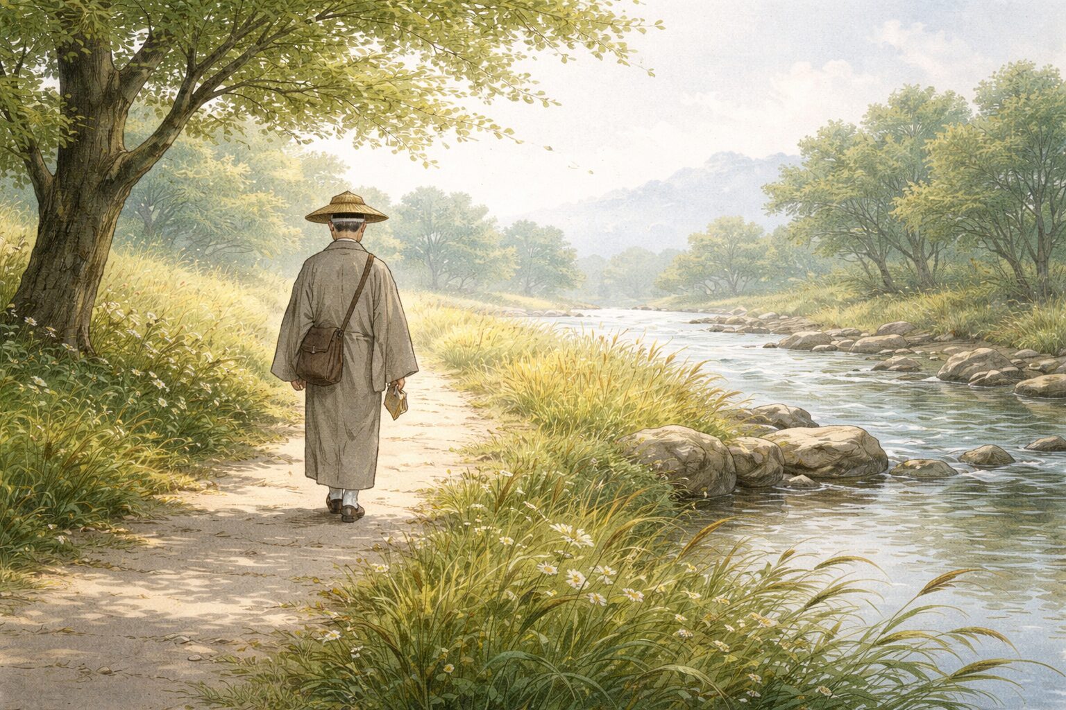 変わらない芯を持ちながら自然で軽やかな表現へ向かう感覚を、屋外の静かな情景で表した一場面