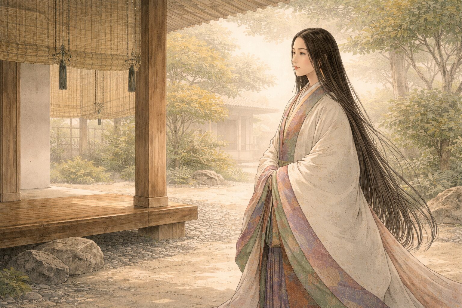 建礼門院に仕える女房として生きた建礼門院右京大夫の立場と静かな人物像を表した一場面