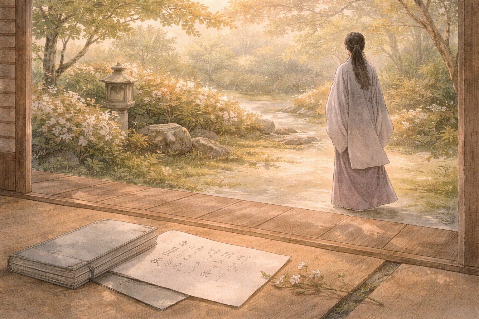 古歌を踏まえつつやりすぎない表現の加減と心と言葉の調和を象徴した静かな情景