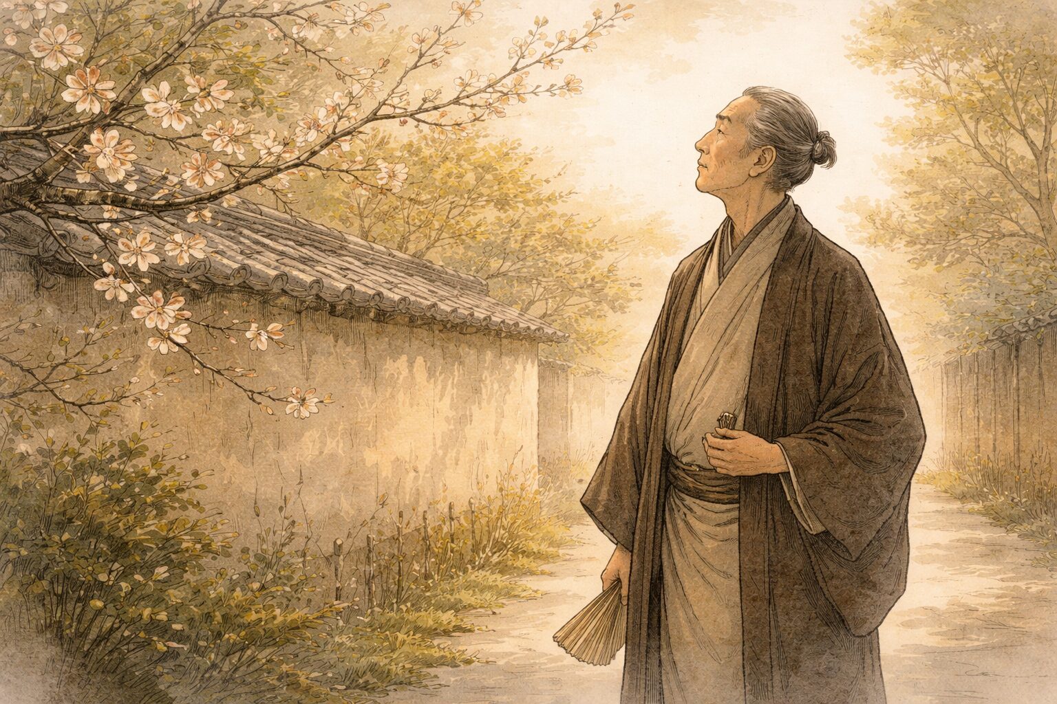 四季そのものではなく、四季にふれたときの心と身体の反応を静かに受け止める服部嵐雪を表した一場面