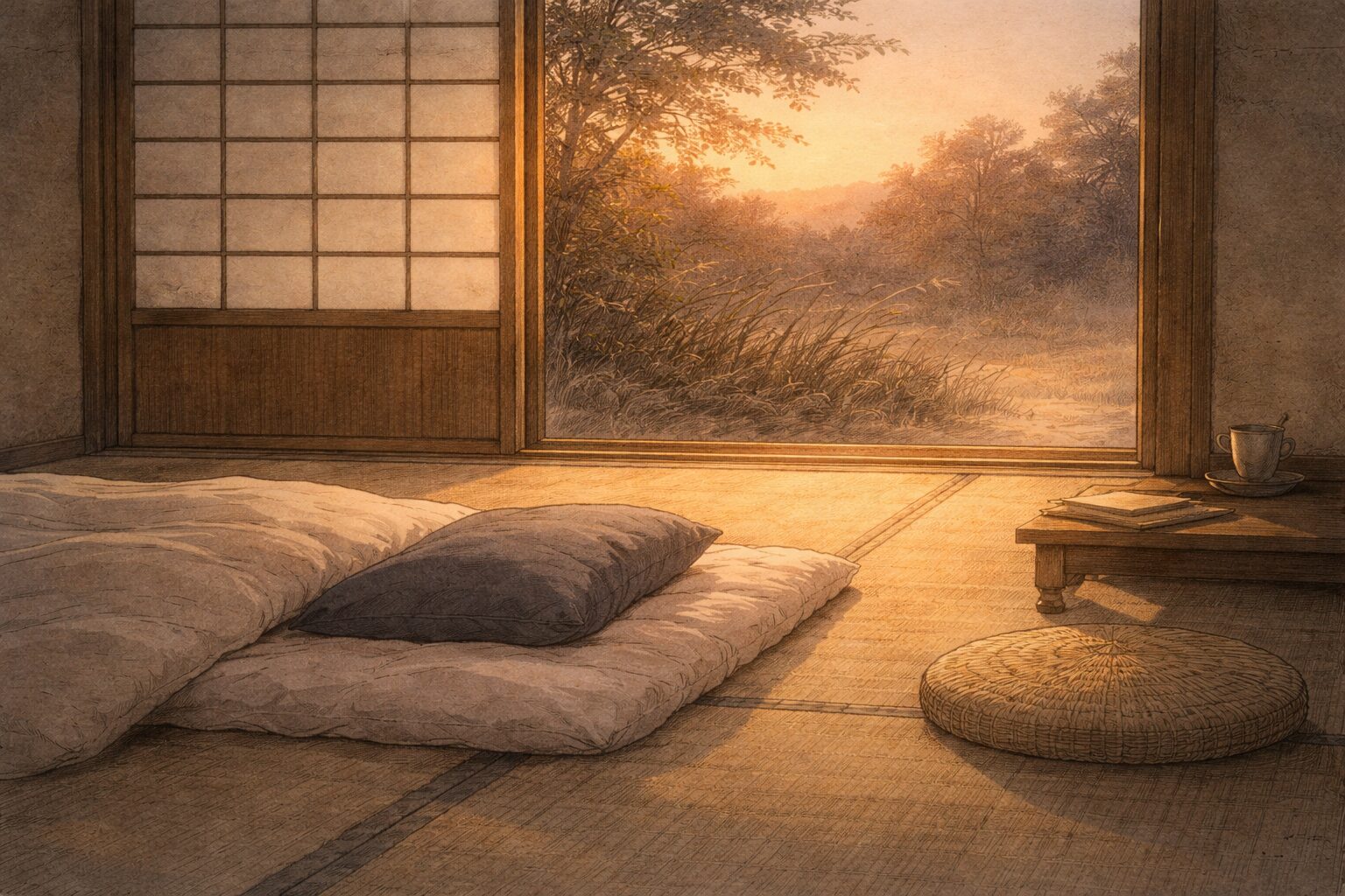 季節の出来事そのものではなく、何度見ても胸から離れない気配と気づいてしまう心を象徴した静かな情景