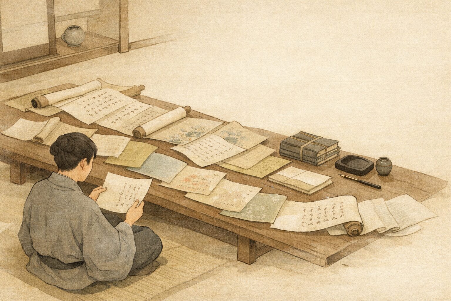 和歌の歴史をふまえながら理想の歌を選び取り、構成していく近代秀歌の全体像を表した静かな場面