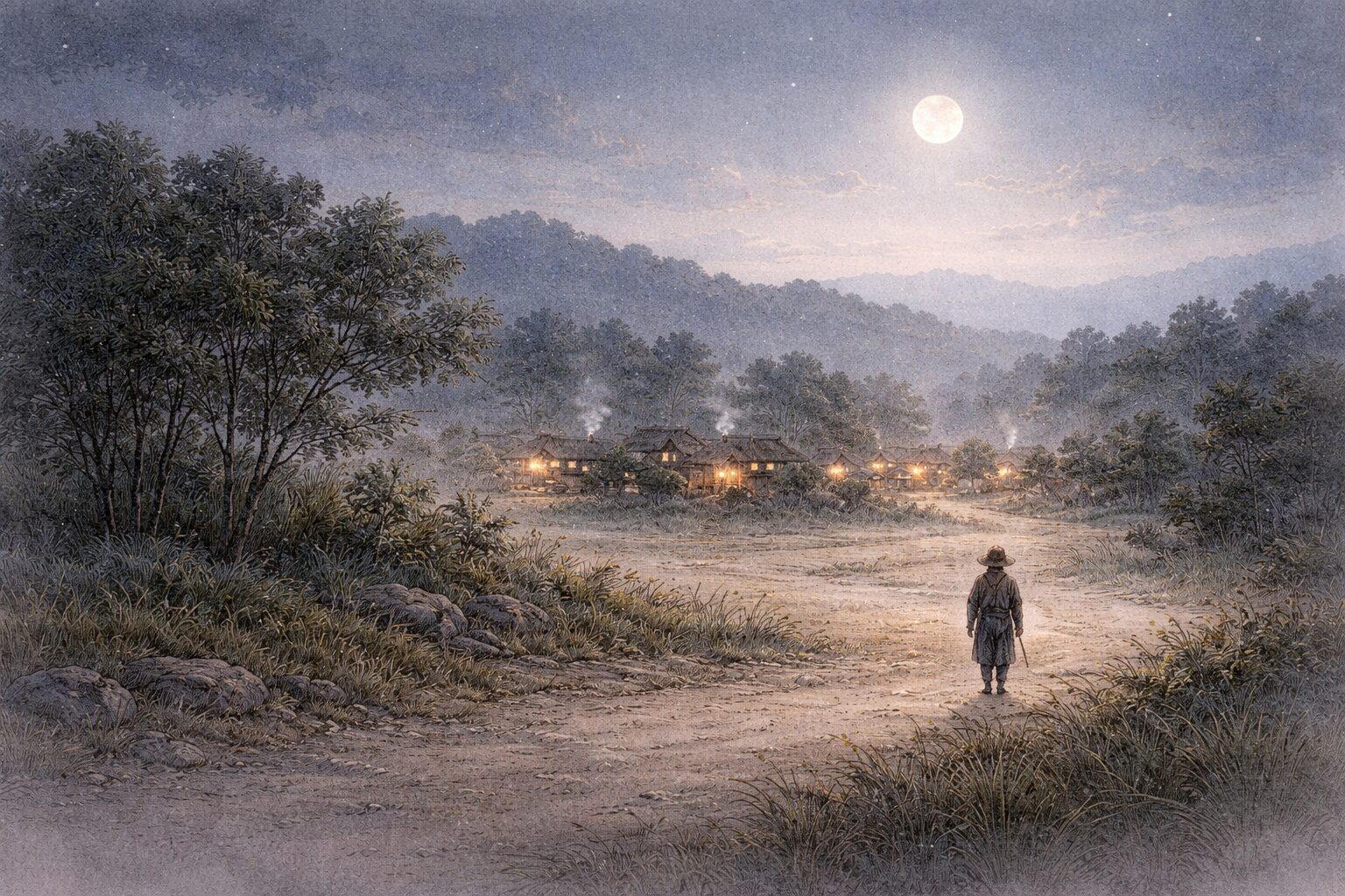 夜更けの静けさの中で遠くの音や気配までも歌にする玉葉和歌集の新しさを象徴した情景