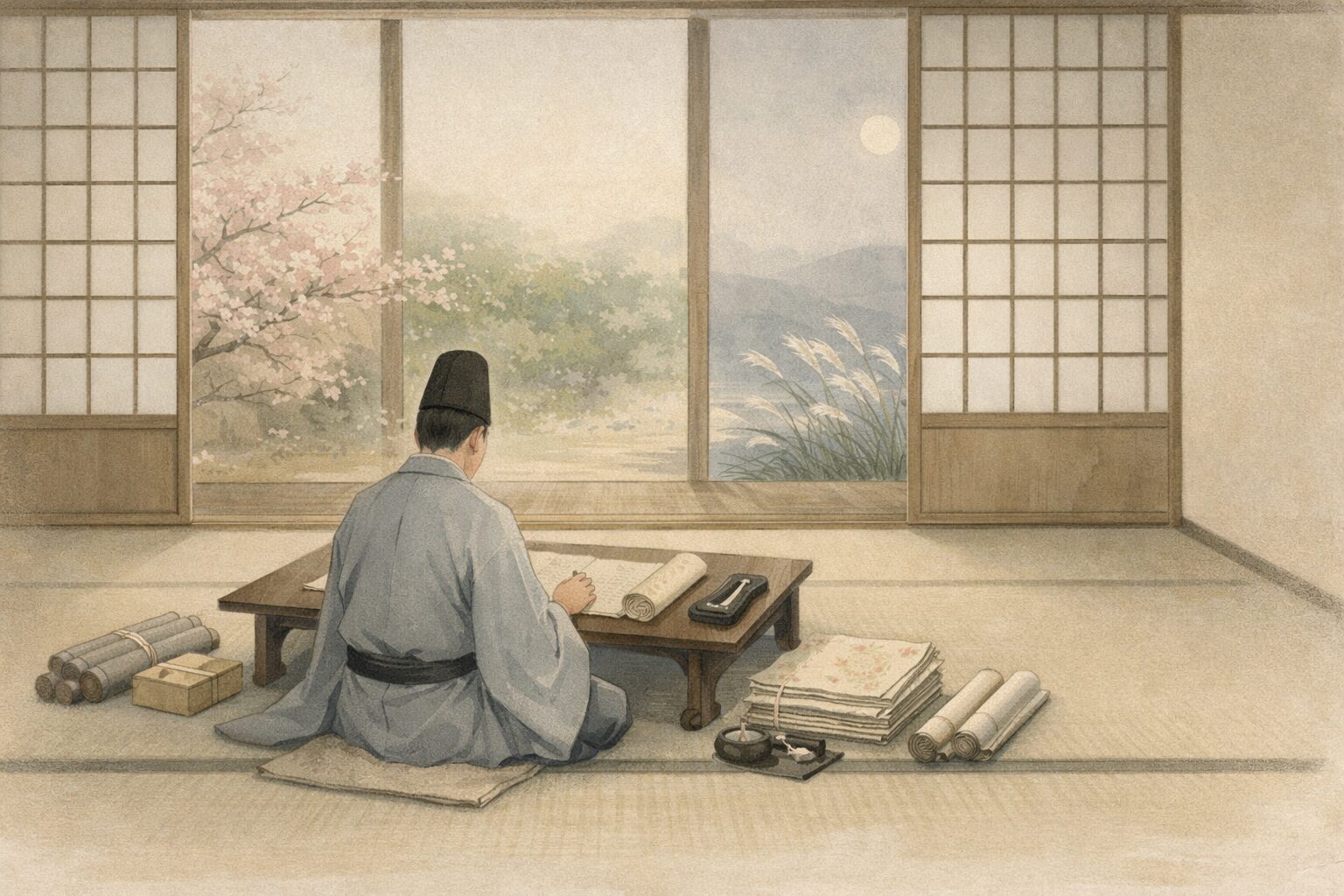 古今集の整いと新古今集への余情のあいだに位置する千載和歌集の全体像を表した情景