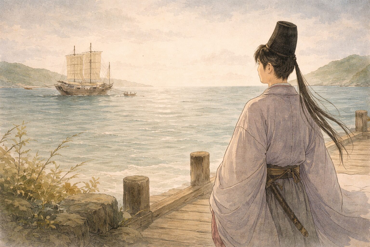 かなわない恋を抱えたまま海の向こうの唐へ向かう、松浦宮物語前半の広がりを表した情景