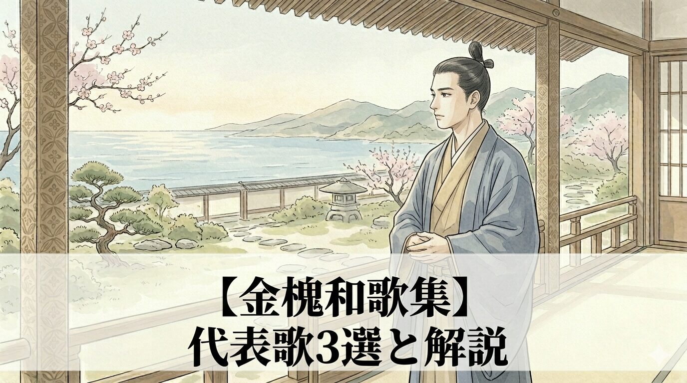 『金槐和歌集』の、万葉調の力強さと実朝の孤独が響く和歌世界を表した情景