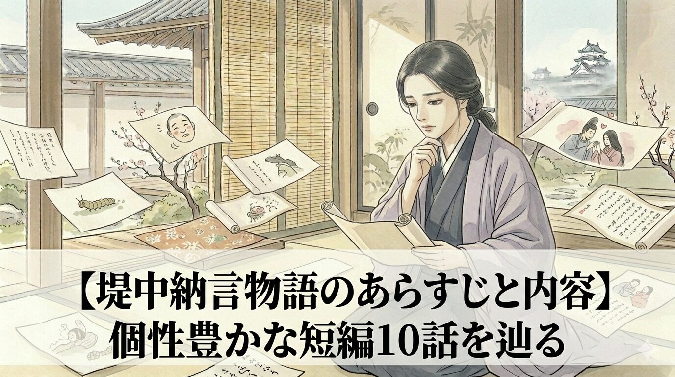 『堤中納言物語』の、変わり者たちの恋と人間のずれが光る短編世界を表した情景