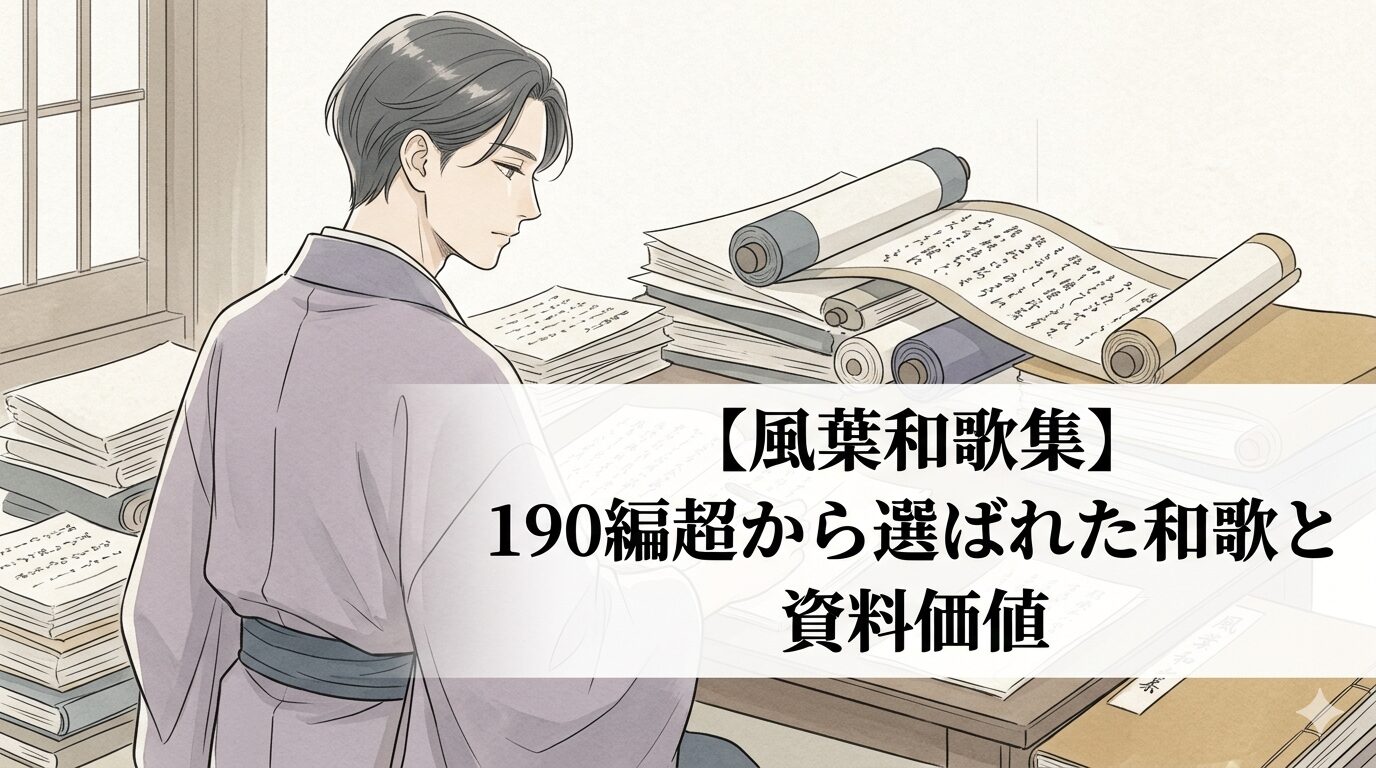 『風葉和歌集』の、散逸した物語の記憶を和歌からたどる世界を表した情景