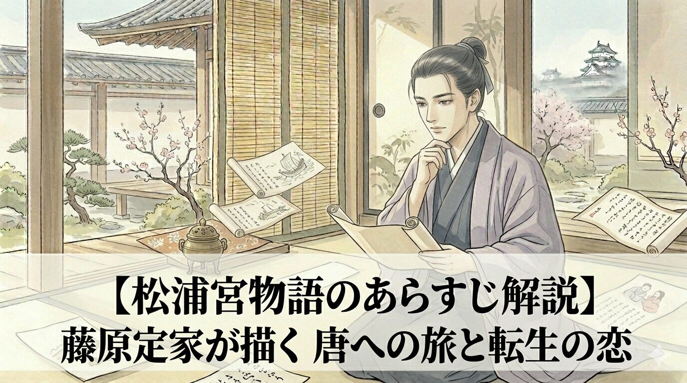『松浦宮物語』の、唐への旅と転生の恋がつながる運命の物語を表した情景