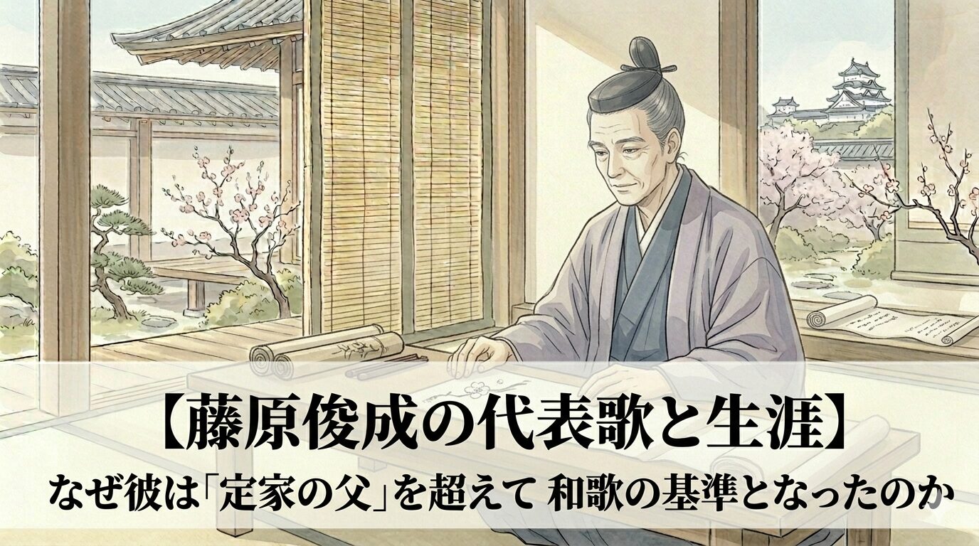 藤原俊成の、景色の奥に残る余韻と気配をすくい取る歌人の美意識を表した情景