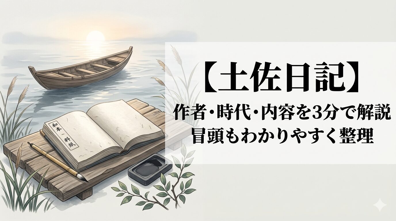 土佐日記の旅と喪失の物語に通じる、海の帰路に亡き娘への思いが静かににじむ平安時代の日記文学のイメージ。