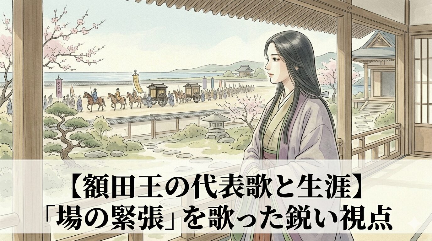 額田王の、景色に人の気持ちと宮廷の緊張をにじませる鋭い視点を表した情景