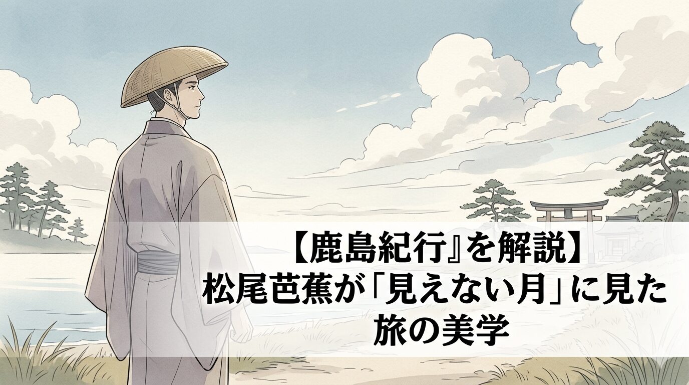 『鹿島紀行』の、見えない月に美を見いだす芭蕉の旅を表した情景