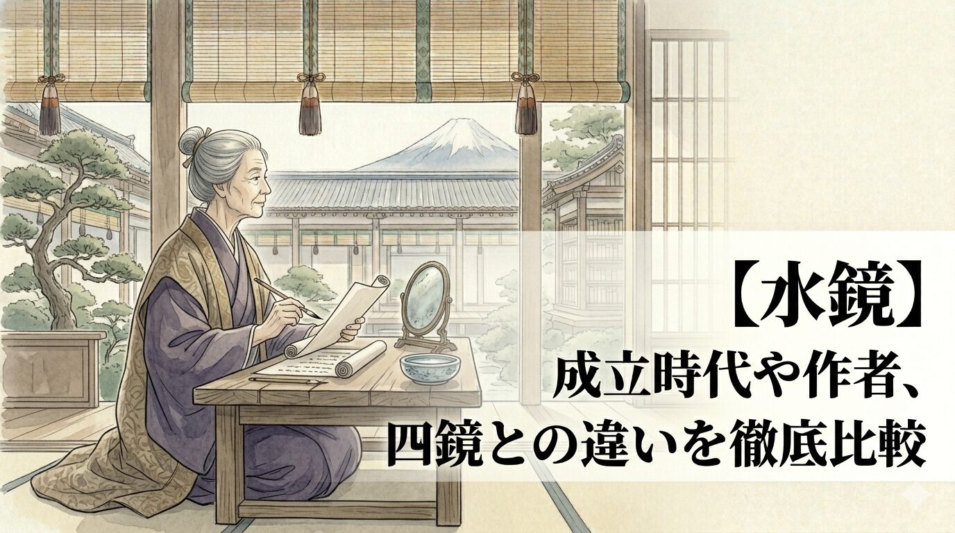 『水鏡』の、古代の天皇たちの歴史を物語として語り伝える世界を表した情景