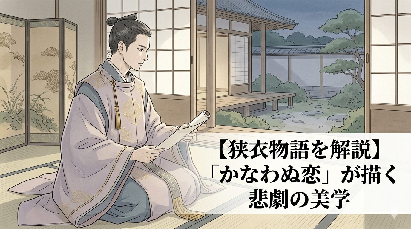 『狭衣物語』の、かなわない恋が栄華の中に影を落とす悲恋の世界を表した情景
