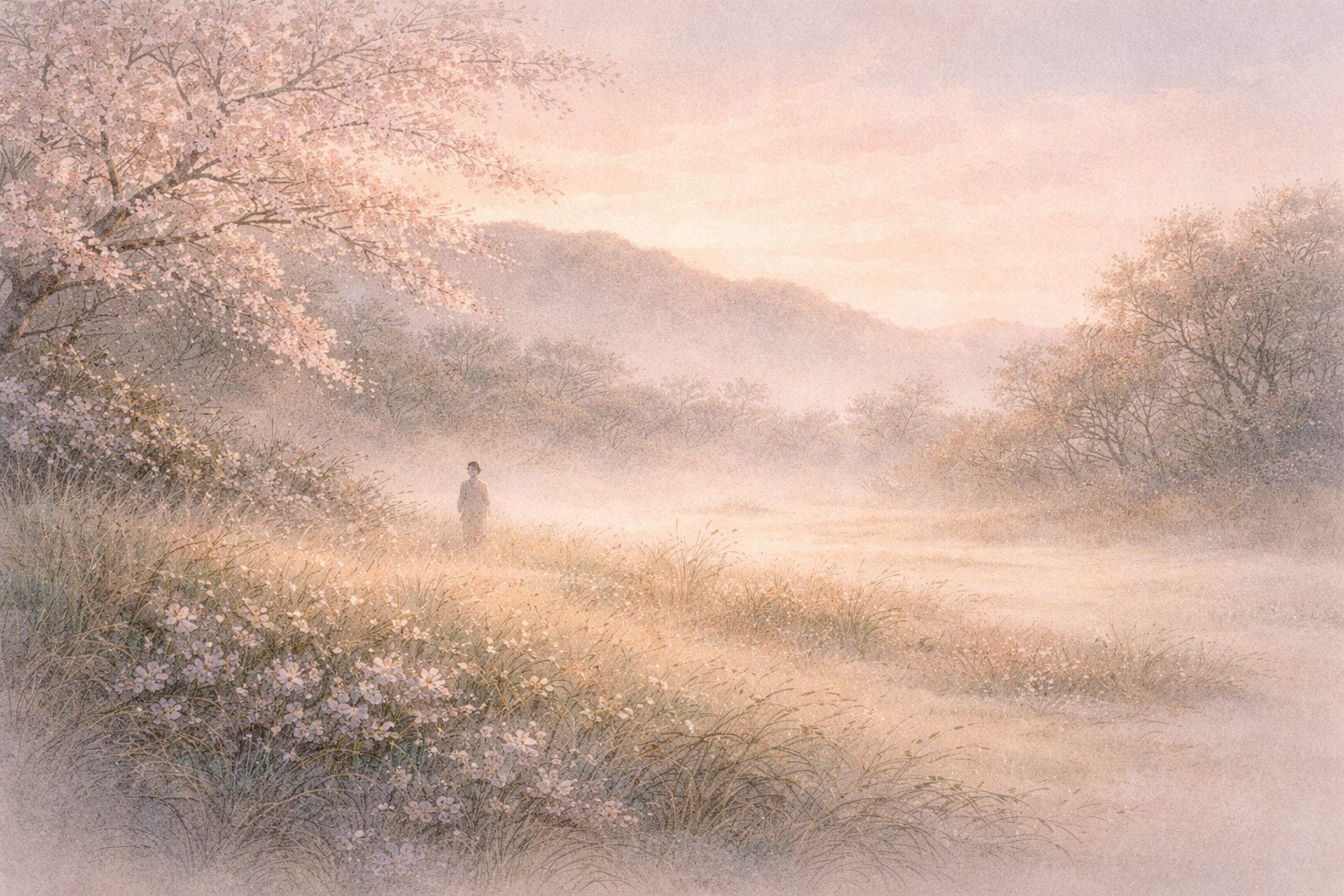 景物に感情を託し、抑えた表現の中に深い余韻を残す新拾遺和歌集の正統美を象徴した情景