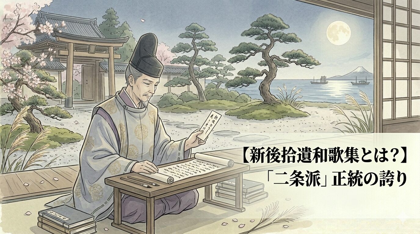 新後拾遺和歌集の正統性と二条派の誇り、乱れた時代の中で秩序を保とうとする静かな格調を表した和風アイキャッチ画像